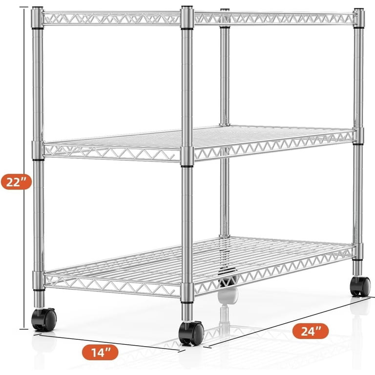 QUIOCOZY 3-Tier Wire Shelving Unit, Chrome, 750 Lbs photo 2