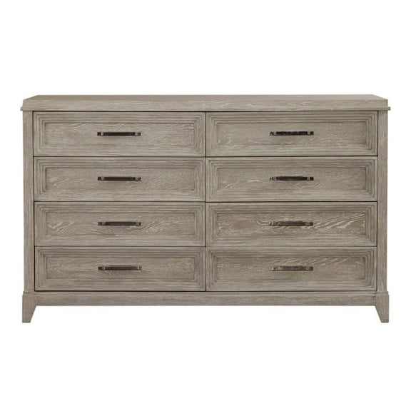 Belmar 8 Drawer Dresser - Washed Taupe & Silver Champagne