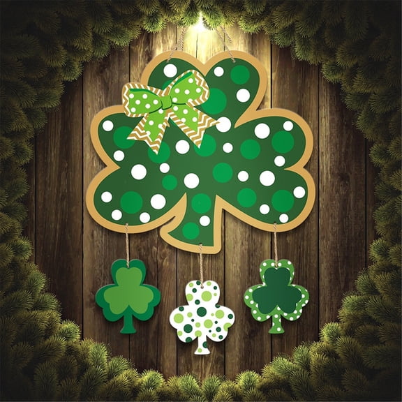 ChromaMuse St Patricks Day Ornaments,St Patricks Day Welcome Sign Hanging Shamrock Decorations Front Door Porch Home Wall Decor