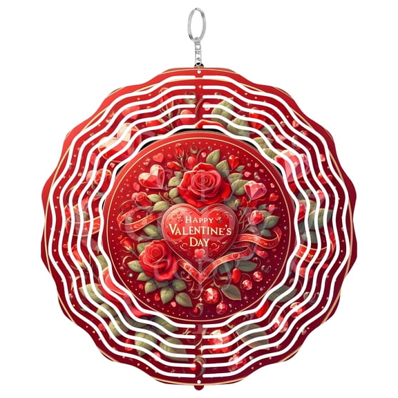 Red Valentine Heart 3D Wind Spinner Kinetic Art Hanging Romantic Outdoor Garden Decor