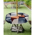 thumbnail image 4 of nqOlkjepod Navy Blue Burnt Orange Outdoor Tablecloth with Umbrella Hole & Zipper, Geometric Retro Abstract Round Table Cover 54 Inch, Dining Waterproof Table Cloth Protector for Patio/Party/Picnic, 4 of 7