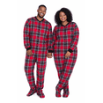 thumbnail image 4 of Big Feet Pajama Company Adult Unisex Red & Black Plaid Cotton Flannel Footed Pajamas, 4 of 4