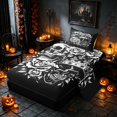thumbnail image 2 of Homewish Halloween Royal Skull Twin Sheets, Grunge Gothic Wreath Bedding, Black White, 3-Piece (1 Flat Sheet, 1 Fitted Sheet and 1 Pillowcase), 2 of 6