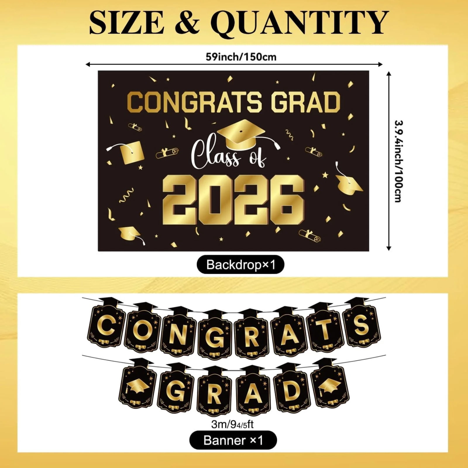 Graduation Party Decorations, 2026 Graduation, Black and Blue Balloons, Congrats Grad Banner, Graduation Cap Decorations, Photo Booth Props, 12 In, 15 Pc, Graduation 2026 Table