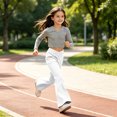 thumbnail image 7 of Girls Bell Bottom Leggings Flexible Knit Flare Trousers V‑crossover Tailored Fit Four‑way‑stretch Athletic Yoga Bottoms, 7 of 7