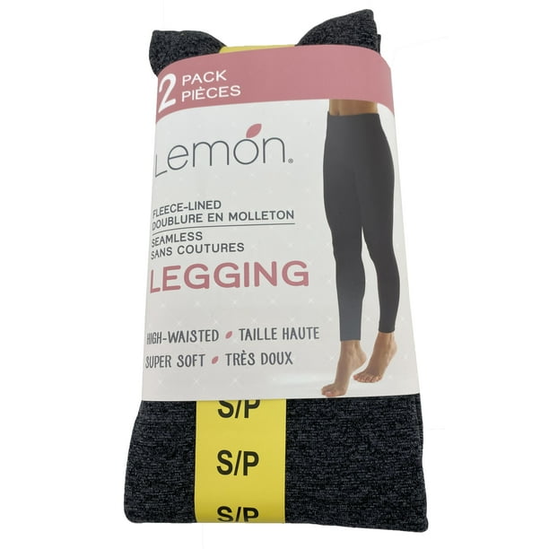 Lemon Women's Fleece Lined Seamless Leggings 2 Pack in Size Small