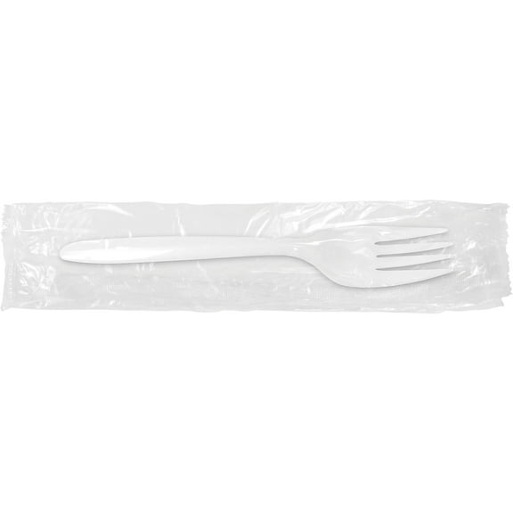 Berkley Square Individually Wrapped Polypropylene Forks Medium-Weight White 1000/Carton (1102000)
