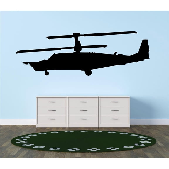 Design With Vinyl Artwork Chopper Served as Ground-Attack Wall Decal for Boys - Military War Cargo Helicopter Battle Combat Themed Decal - Size: 6 In x 16 In