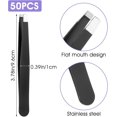 thumbnail image 2 of 50 Pcs Tweezers Stainless Steel Slanted Tip Tweezers Inward Growing Hair Remover Eyebrow Precision Splinter Kit Suitable for Women and Men Leg Facial Skin, 2 of 7