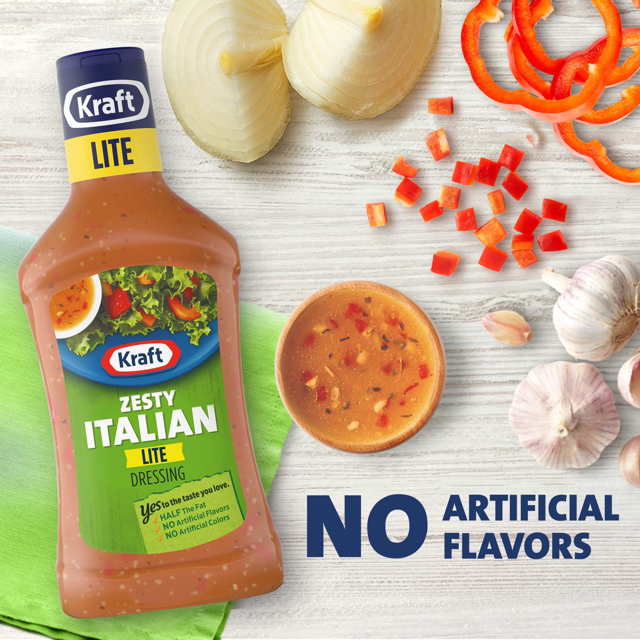 (6 pack) Kraft Zesty Italian Lite Dressing, 16 fl oz Bottle