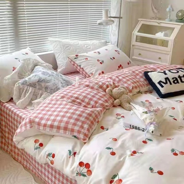 Ins Pink Butterfly Bedding Set Soft Flat Sheets Duvet Cover Pillowcase Polyester Bed Linen Single Queen Full Size Home Textile