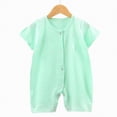 thumbnail image 2 of HCNTES Baby Unisex Short Sleeve One-Piece Jumpsuit Bodysuit Toddler Children Breathable Pajamas Nighty Homewear for Spring Summer(X01-Light Green,18-24 Months), 2 of 4