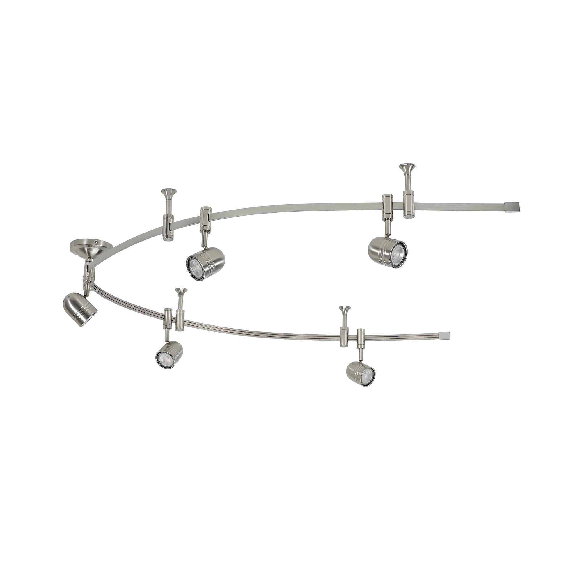 Catalina Lighting Flex Track 5-Light Dimmable LED Track Light with 8' Adjustable Track Rail Modern Light Fixture for Kitchen, Living Room, Bedroom, or Office, 3000K, Brushed Nickel