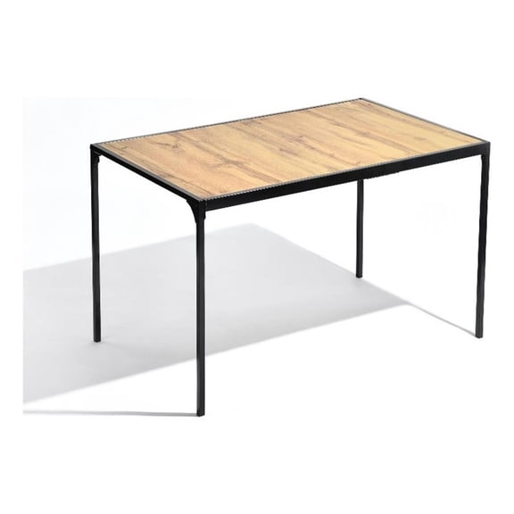 Homycasa 47 inch Dining Table Oak Look Top Black Metal Frame for 4