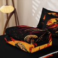 thumbnail image 5 of meiyoeat Vintage Dino Zipper Full Size Comforter Sets with Fitted Sheet and 2 Pillowcases for Men Boys, Volcanic Wildlife Zipper Bedding Set, Black Orange, Black Reversible, 4 Pieces, 5 of 7