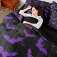 thumbnail image 6 of Homewish Gothic Halloween Bat 7-Piece Twin Bedding,Purple Silhouette Print Bedding Comforter Set,Black Violet,Black Reversible, 6 of 8