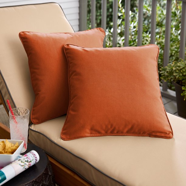 Mozaic Company Sunbrella Canvas Rust Corded Indoor Outdoor Pillow Set Of 2 16 In X Com Mozaic Company Sunbrella Canvas Rust, Sunbrella Outdoor Pillows Orange
