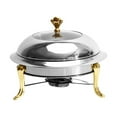 thumbnail image 1 of yuksok Réchaud à Aliments Plats de Service Couvercle Transparent Marmite Portable Réchaud à Alcool Or 26cm, 1 of 9
