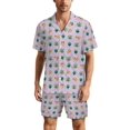 thumbnail image 1 of PRIYAL Men's Short Sleeve Pajama Sets Button Down Collar Sleepwear Soft Lounge Pjs Set Lightweight Men's Outfits, 1 of 9