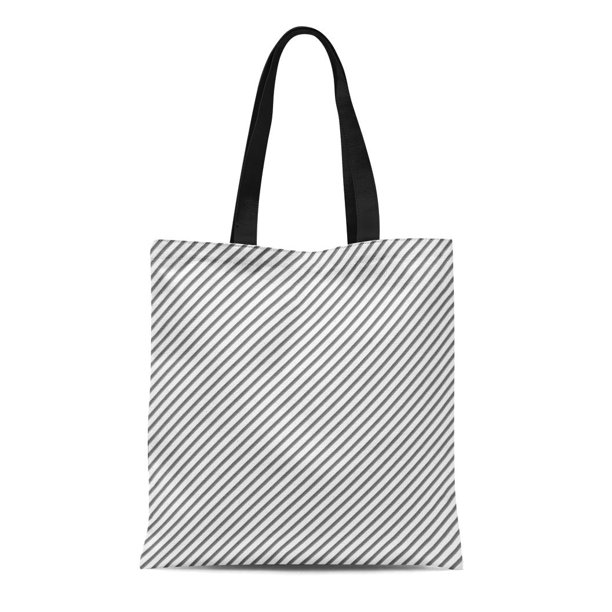 HATIART Canvas Tote Bag Diagonal Black Striped Stripe Small