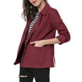 thumbnail image 5 of INSPIRE CHIC Women's Utility Jackets Drawstring Waist Flap Pocket Zip Button Jackets XS Burgundy, 5 of 8