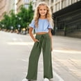 thumbnail image 2 of BOOMNY Girls Baggy Pants Wide Leg Pants for Girl Trendy Solid Color Y2K Elastic Waist Lightweight Loose Fit Soft Athletic Joggers With Pocket, 2 of 4