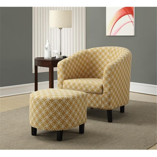 Burnt Yellow Circular Fabric Accent Chair Ottoman