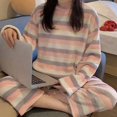 thumbnail image 3 of Conjunto de pijamas de manga larga para mujer, ropa de dormir delgada, cálida, Coral, gruesa, franela de terciopelo de dibujos animados, Otoño e Invierno, 3 of 5