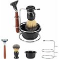 thumbnail image 4 of Jinsinto 4Pcs Professional Rosewood Badger Shaving Kit For Men, Including Manual Razor + Stainless Steel Stand Holder + Brush + Bowl Set,, 4 of 5
