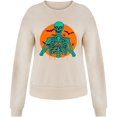 thumbnail image 3 of Chandails en Molleton d'Halloween pour Femmes Imprimé Squelette de Citrouille Surdimensionné Automne Chaud Doux Manches Longues Col Rond Pull Tops, 3 of 7