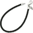 thumbnail image 1 of Sterling Silver Reflections Black Leather Bead Bracelet Made In Thailand qrs983-6.75, 1 of 5