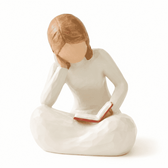 Resin Reading Woman Figurine, Decorative Sculpture, Bookshelf Desk Ornament, Home Office Decor for Book Lovers Teachers Graduates