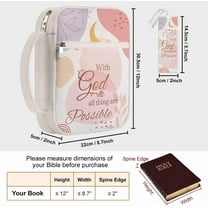 1pc Bible Covers with Handle 12x8.7 inch Boho Large Zippered Carrying Book Case Pink Bible Protective with Pocket and Bookmarks for Women Men Bible Note Books Carrying Accessories