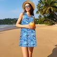 thumbnail image 3 of Fotbe Blue Fish Vestido de Verano sin Mangas para Mujer – Vestido Midi Línea A, Estilo Camiseta Floral, Vestido Playero Casual y Fluido, 3 of 7