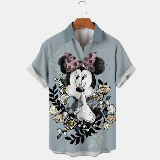 Disney Anime 3D Mickey Mouse Print Men Shirt Summer Loose Short Sleeve Casual Shirt Hawaiian Shirt Shirt Top Plus Size Hot Sale4XL Gao Jinjia LED