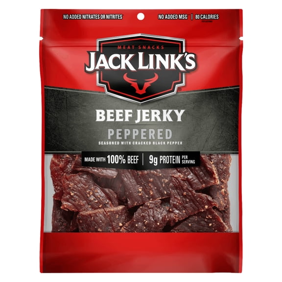 Jack Link’s Beef Jerky, Peppered, 100% Beef, 9g of Protein per Serving, 2.85 oz Bag