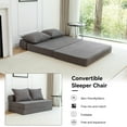 thumbnail image 2 of Aukfa Twin Folding Sofa Bed Sleeper Chair with Pillows, Corduroy Convertible Floor Couch Mattress for Living Room, Dorm, Guest Room, Gray, 2 of 8