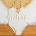 thumbnail image 4 of YTCAMLO Cute Shell Bathing Suits for Little Girls Fashion Ruffled Swimwear with Beaded Straps One Piece Swimsuit for Summer Beach Parties, Beige 4-5 Years, 4 of 9