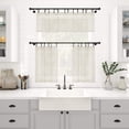 thumbnail image 5 of Clean Window Textured Slub Stripe Anti-Dust Allergy/Pet Friendly Sheer Cafe Curtain, 52" x 24" Kitchen Tier Pair, Linen, 5 of 5