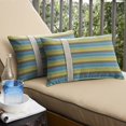 thumbnail image 4 of Sunbrella  Astoria Lagoon Striped Indoor/Outdoor Lumbar Pillow (Set of 2) 13 in h x 20 in w, 4 of 5