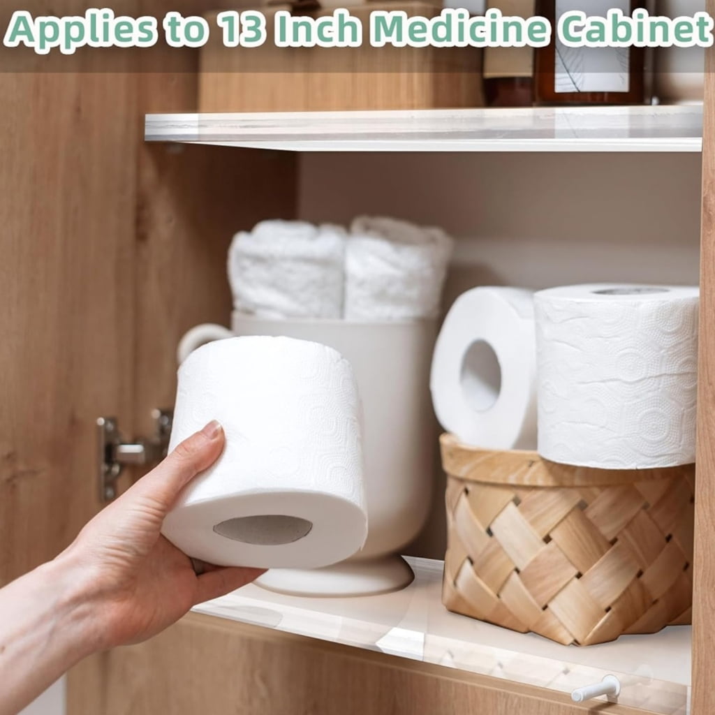 Clear Replacement Shelves 13x3 Inches Bathroom Organizers Wall Cabinet Storage