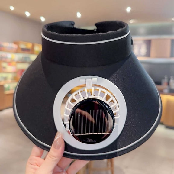 JingChun Sun Visor Hats with Fan Large Area Sun Protection,Visors for Women/Men/Kids,Adjustable Elastic Buckle
