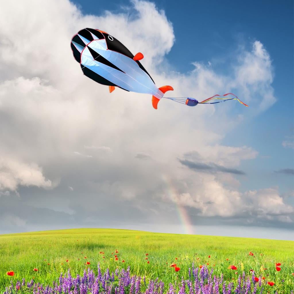 DimyFew 3D Dolphin Kite Childhood Dolphin Orange Soar Priceless Parafoil Gift for Sports black