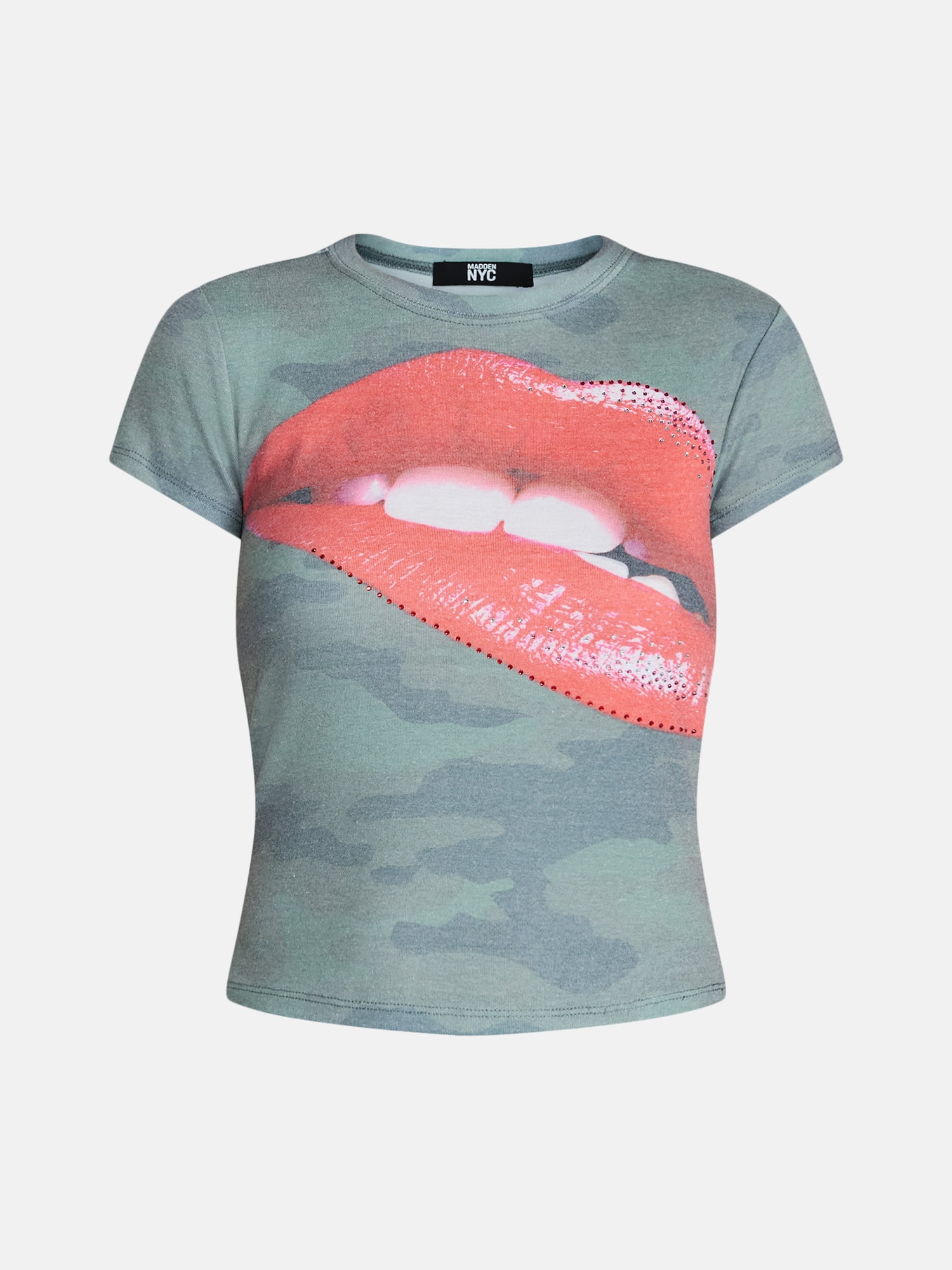 Madden NYC Women's Studded Graphic Tee with Short Sleeves, Sizes XXS-XXL