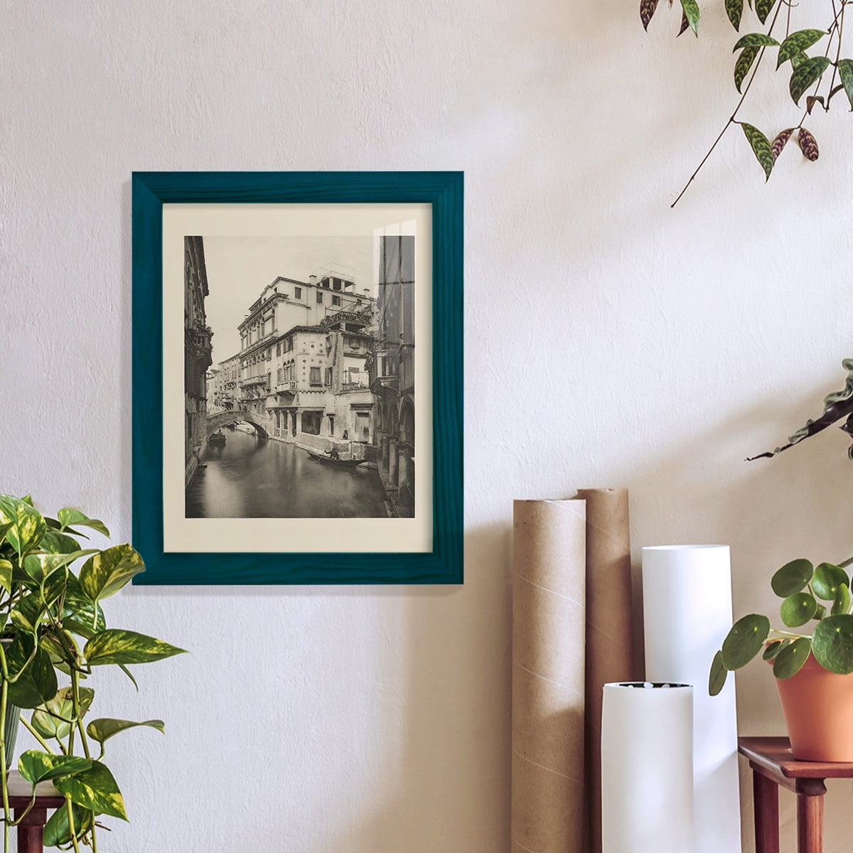 Vintage Views of Venice VI - Framed Print w/glass - Ocean Blue