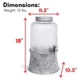 thumbnail image 3 of Exlonjet 2.5 Gallon Pebbled Glass Beverage Dispenser with Galvanized Stand - Lid - Spigot - Decorative Round Jar for Drinks - Lemonade Sangria Tea Water Drink Jar Jug - Home Parties, 3 of 9