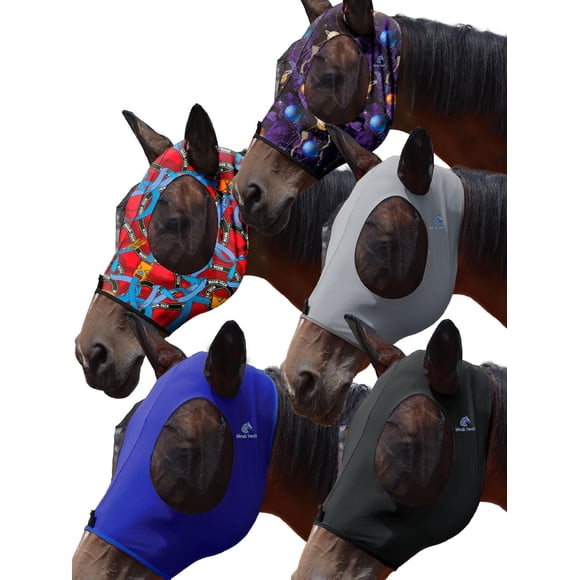 Máscaras antimoscas para caballo Mask-Tech, paquete de 5, elásticas, con protección UV