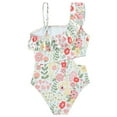 thumbnail image 2 of WBQ  Girls Monokini Swimwear One Shoulder Ruffle Trim Cut Out One Piece Swimsuit, 2 of 5