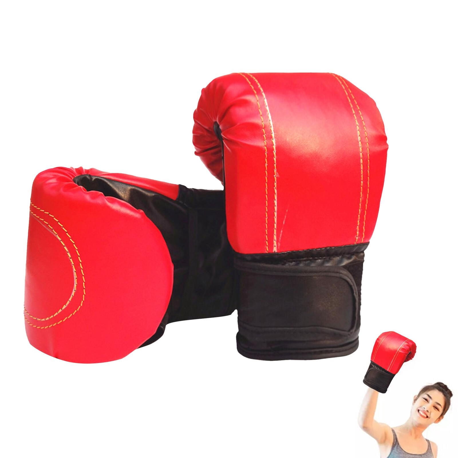 PU Leather Boxing Gloves For Adults MMA Sparring Punch Bag Training Gloves Red