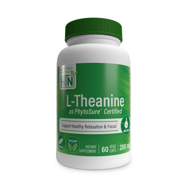 Health Thru Nutrition | L-Theanine, 200 MG, 60 Caps | L-Teanina, 200 Mg, 60 Cápsulas, Suplemento para el Apoyo en la Relajación